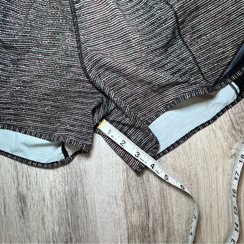 Lululemon Peloton Women's Black Heathered Stripe Active Shorts Size 6Tall